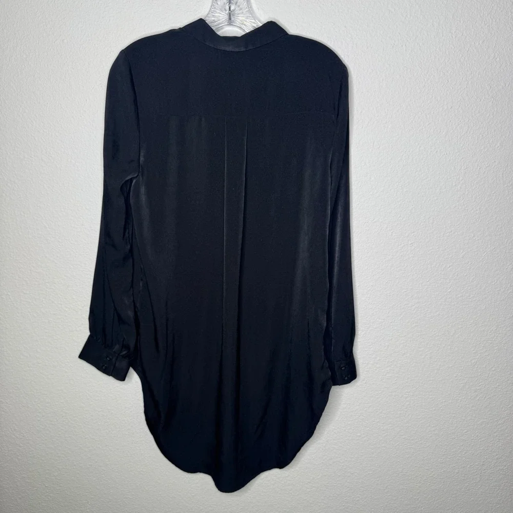 EXPRESS Black Satin Button Down Shirt‎ Tunic Top Long Sleeve Women's Size M